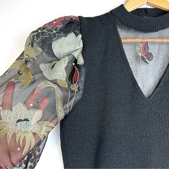 Vintage de Lanthume Embroidered Sweater & Skirt Set Elegant Party - Picture 6 of 15